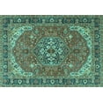 thumbnail image 1 of Ahgly Company Machine Washable Indoor Rectangle Medallion Turquoise Blue Traditional Area Rugs, 6' x 9', 1 of 4