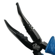 Cuda Bent Nose Fishing Plier Tool with Ring Splitter and Crimper, 7, Carbon Steel, Blue