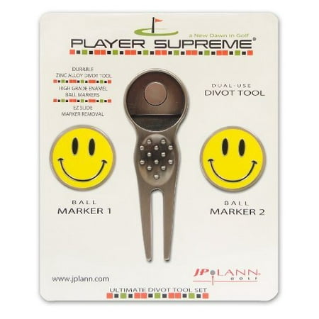 Player Supreme's Divot Tool with Two Removable Golf Ball Markers (Choose from several Design