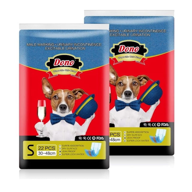 Dono Disposable Dog Diapers Male-Dogs Jeans Super Absorbent Soft Pet Diapers Doggie Wraps for Male Puppy Dogs, Leak Protection Excitable Urination or Incontinence