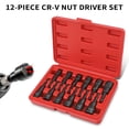 thumbnail image 1 of Driver 12-Pack Magnetic Nut Driver Set, Chrome-Vanadium Steel Impact Power Hex Nut Driver Drill Bit Master Kit, SAE & Metric Size, 1/4-Inch Quick-Change, 1 of 7
