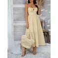 thumbnail image 4 of Women Casual Summer Maxi Sundress Spaghetti Strap Bow- Tie Flowy Boho Beach Long Dress 2025 Yellow XL, 4 of 7
