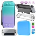 thumbnail image 1 of MesaSe For NintendSwitch OLED Accessories Set Storage Bag 9H Tempered Glass Protective Film Game Card Case PC Hard Shell Thumb Grip Cap, 1 of 9