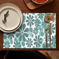 thumbnail image 4 of Teal Daisy Flower Pattern Summer Placemats Table Placemats Set Of 6-Linen Kitchen Washable Placemats Table Mats 11.8"x17.7" Non-Slip Heat Resistant, 4 of 5