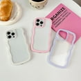 thumbnail image 2 of for iPhone 14 Pro Case, Curly Wave Frame Cute Phone Case Clear Wavy Aesthetic Phone Case for Women Girls Slim Soft TPU Shockproof Protective Bumper Case, Pink, 2 of 8