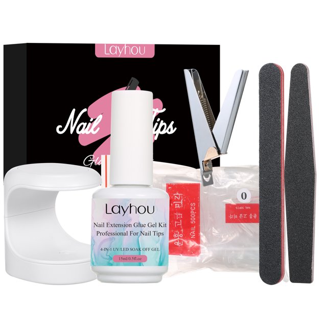 Layhou Manicure Gel Polish Set Nail Gel Set UV LED Nail Gel Set Nail Extension Gel Kit False Nail Tips Nail Clip Nail File fo Salon Home Use