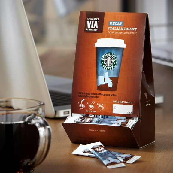 Starbucks Via Ready Brew Coffee, Decaf Italian Roast, 3.3-Gram Packages, 50-Count Packaging May Vary