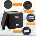 thumbnail image 3 of Vinyl Record Storage Box for + Single LPs Stackable Albums Linen Crate with Lid Collapsible Long Play Music Collection Holder Document File Folder Cabinet Organizer with Handle, 3 of 7