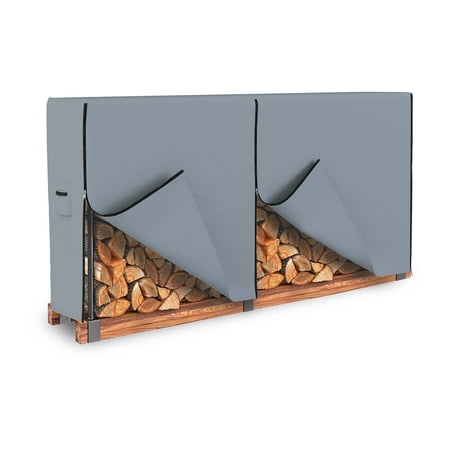 

COVERS&ALL Outdoor Firewood Log Rack Cover - 100% Waterproof Heavy Duty 18 Oz Patio Rack Wood Holder Cover with Zipper Closure & Air Pockets (42 H x 96 W x 24 D Grey)