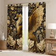 thumbnail image 2 of Erosebridal Teens Magical Dragon Black Out Curtains,Boys Girls Chic Floral Roses Curtains Pack of 2 (42x63 Each),Black Gold, 2 of 6