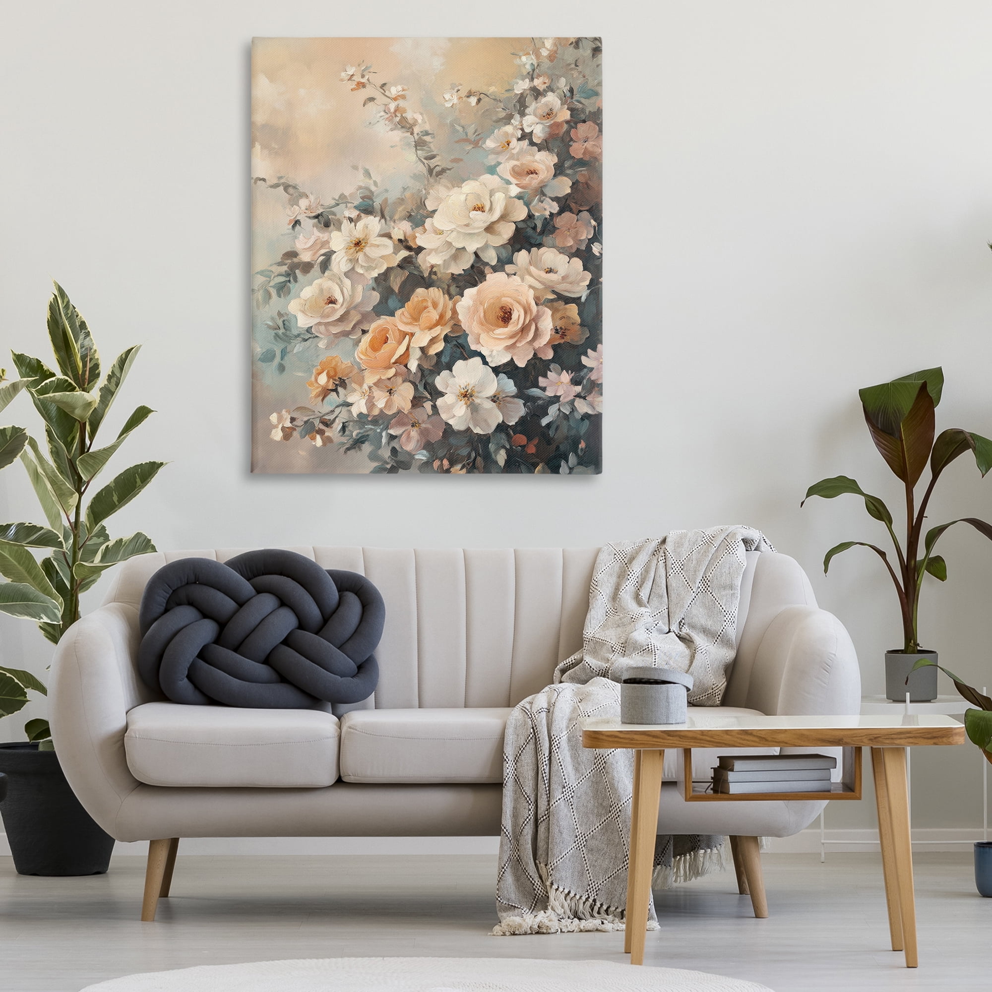 Stupell Industries Dreamy Rosy Florals Plants & Flowers Painting Wrapped Canvas Art Print Wall Art, 36 x 48