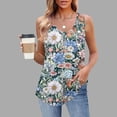 thumbnail image 2 of JSheng Women's Printed Tank Top Sleeveless Loose Camisole for Women Petal Print T-Shirt Casual Comfy Crew Neck Top Army Green M, 2 of 5
