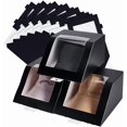 thumbnail image 1 of Caja de almacenamiento para sombreros negros (10 unidades), cajas de regalo plegables de cartón con ventana de PVC transparente, contenedor de almacenamiento de 7,8" x 7,8" x 4,7"., 1 of 9