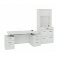 thumbnail image 2 of RoomAndLoft Wood Adjustable Height Sit-Stand Storage Desk & Bookcase in White, 2 of 11