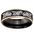 thumbnail image 2 of Etched Tribal Pattern 8MM Step Edge Black And Rose Gold Tungsten Men Ring, 2 of 2