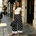thumbnail image 4 of Bzdzmqm Women Plus Size Wide Leg Striped High Waisted Flowy Casual Lounge Pants Summer Beach Vacation Cropped Trousers Fashion Clothes, Black 3XL, 4 of 8