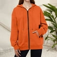 thumbnail image 4 of Mohiass Fall Zip Up Hoodie Women Plain Oversized Hooded Sweatshirts 2025 Fashion Winter Soft Casual Warm Jackets Saffron L, 4 of 5