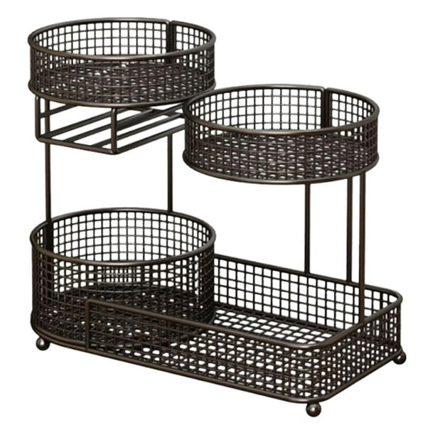 Organizador de cocina con frutero de 3 niveles, gran capacidad, con servilletero, ideal Negro