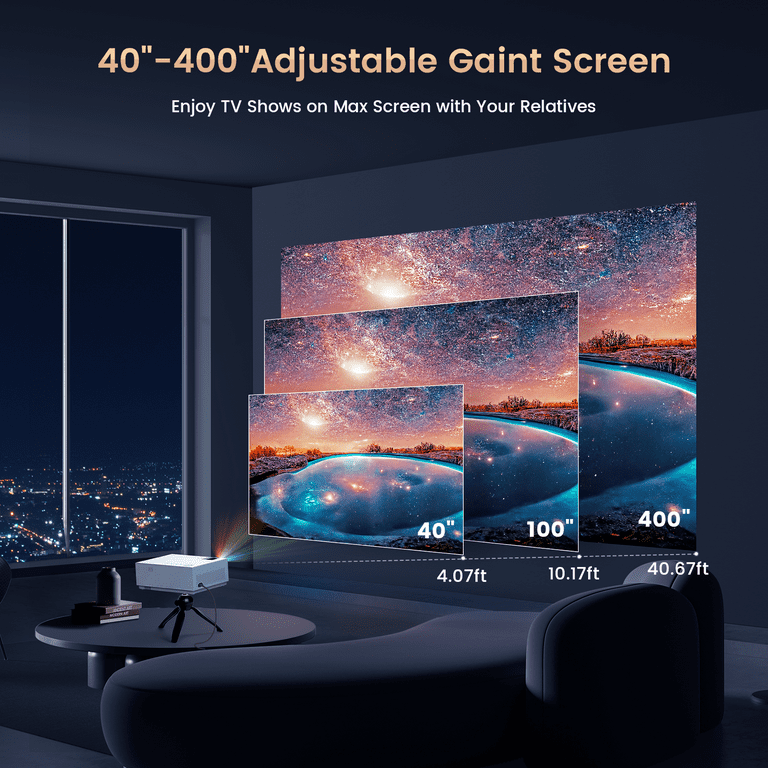ALVAR 5G WiFi Bluetooth Projector, Native 1080P Full HD Mini Portable  Projector with 120'' Projector Screen for Outdoor Movie Home Theater, Video 