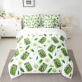 thumbnail image 3 of Manfei Cute Vegetables Pickle 7pcs Bedding Comforter Set for Kid, Cartoon Pickle Queen Bedding Sets, White Green Cartoon Theme Reversible Queen Sheet Sets, Lightweight Room Decor, 3 of 8