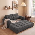 thumbnail image 2 of Leumius 2 Seater Modular Corduroy Sofa with Chaise Lounge,2-in-1 Boneless Convertible Floor Couch,Lazy Double Sofa with Armrest for Living Room Bedroom Apartment Game Guest Room,Dark Gray, 2 of 12