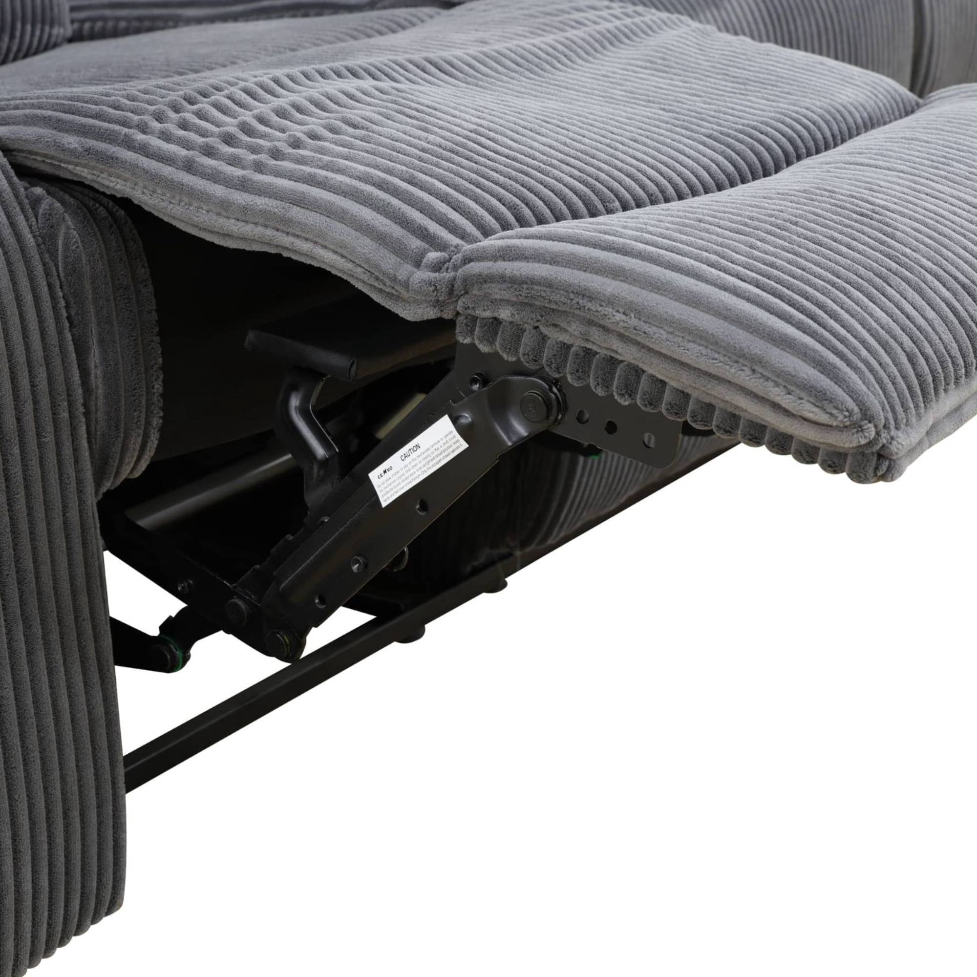 Modern Manual Recliner Chair Corduroy Reclining Sofa Couch Home Theater Seating for Living Room, Dark Grey