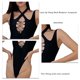 thumbnail image 5 of Mujeres Encaje hasta colgar Masajeadores de cuello sin mangas bodycon Monos una pieza superior para fiestas cóctel negro M, 5 of 6