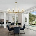 thumbnail image 3 of 39-inch Modern Mid-Century Chandelier, 10-Light Brass Pendant Light with Glass Shades, Adjustable Hanging Fixture for Kitchen Island, Dining Room, 3 of 4
