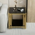 thumbnail image 5 of LoLado 19.7" Stainless Steel Square Glass End Table,Modern Center Table,Side Table with Black Tempered Glass 8mm,for Living Room,Office,Black, 5 of 8