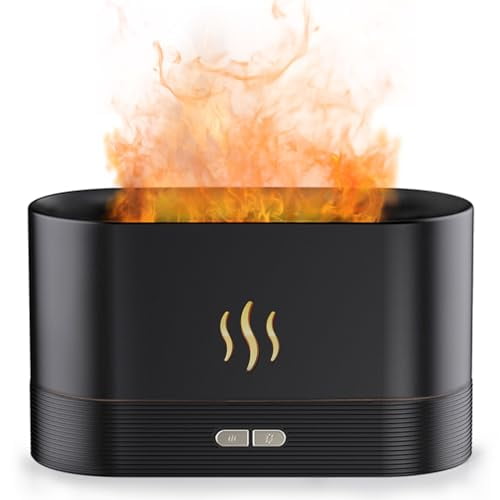 Essential Oils Diffuser for Large Room-Upgraded 300ML Air Diffuser Humidifier with Flame Light Effect for Bedroom Office Shop Gym(Black)