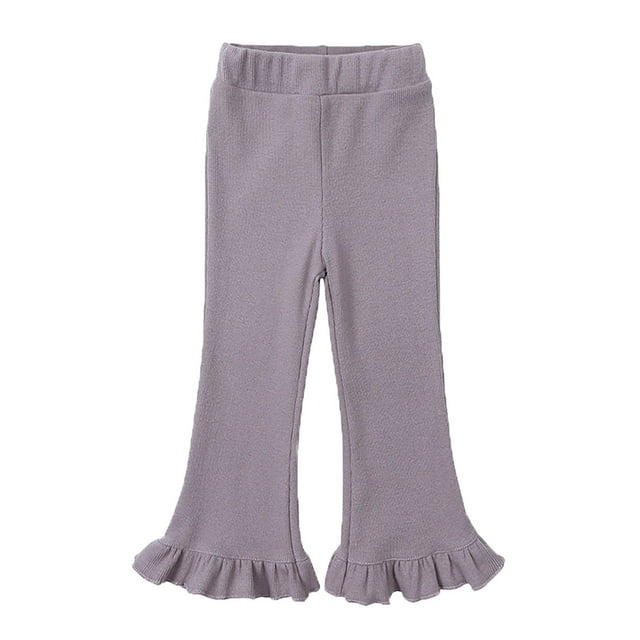 FAIWAD Kids Girls Flared Pants Slimming Stretchy Ruffle Bell Bottom Pants Casual Trendy Elastic Waist Leggings