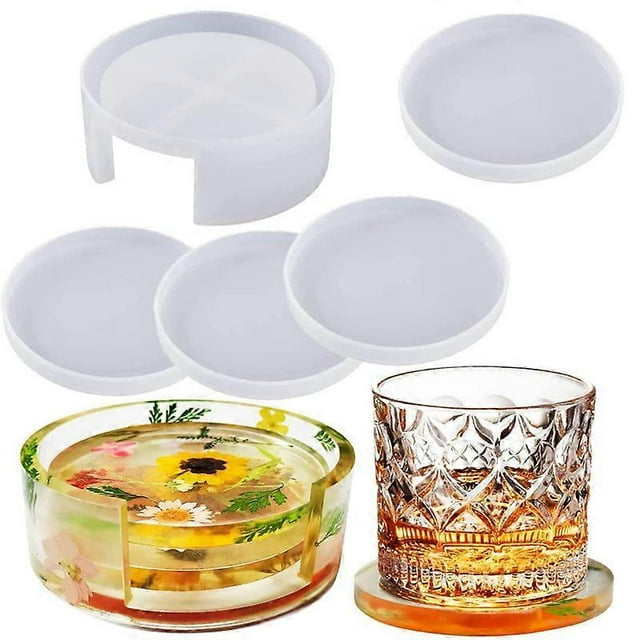 moldes de silicona para posavasos de resina epoxi con caja de almacenamiento