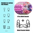 thumbnail image 2 of BaHomeck Drink Coasters Set of 4 with Holder beautiful hummingbird surrounded by pastel flowers Water Absorbent Ceramic Coasters Tabletop Protection,Suitable for Various Cup ,Home Decor, 2 of 4