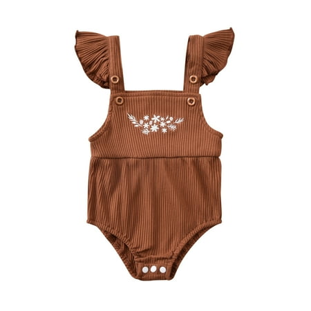 

Infant Baby Girls Summer Flying Sleeve Romper Fashion Embroidery Splicing Wrap Fart One-piece Romper Cute Baby Triangle Creeper