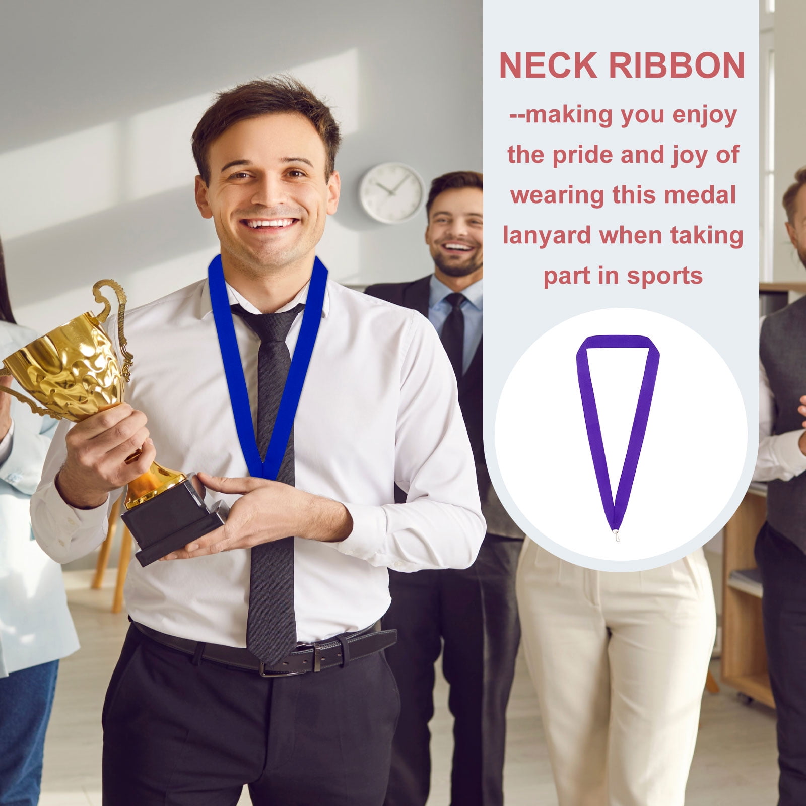 Uxcell Award Neck Ribbons with Snap Clips Polyester Medal Lanyards for Competitions Purple 100 Pack