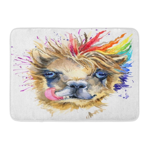 SIDONKU Peruvian Watercolor Llama Tee Alpaca America Doormat Floor Rug Bath Mat 30x18 inch
