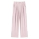 thumbnail image 4 of Pantalones anchos de color liso, cintura alta y corte drapeado, pantalones de traje informal, 4 of 4