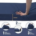 thumbnail image 6 of Parojati 36×18 inch Outdoor Bench Cushion 4 inches Memory Foam Waterproof Patio Furniture Bench Cushion Porch Swing Cushion with Handle and Adjustable Strap, Navy, 6 of 7