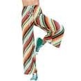 thumbnail image 3 of Pantalones de pierna ancha para mujer VISgogo, pantalones de punto elásticos de cintura alta con estampado de rayas, azul/púrpura/naranja/rosado VISgogo moda, 3 of 9