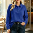 thumbnail image 6 of NominalSnug Women's Collared Sweatshirt Button Down Lightfleece Lined Loose Fit Long Sleeve Casual Pullover, 6 of 7