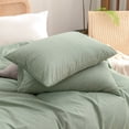 thumbnail image 4 of BESTOUCH Duvet Cover Set Queen 100% Washed Cotton Linen Feel Soft Chic Lightweight 3Pcs (Green, 90"x90"), 4 of 8