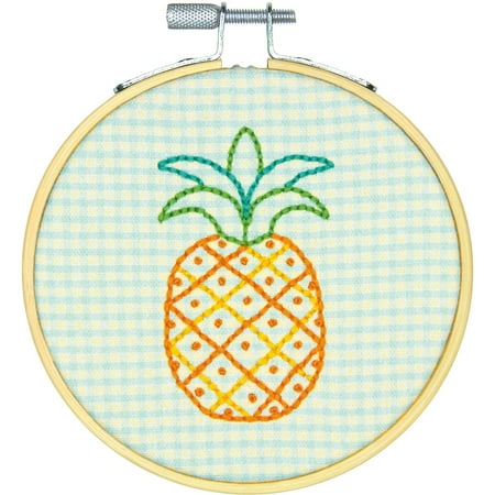 UPC: 0088677750763 | Dimensions/Short N  Sweet Mini Embroidery Kit 4 -Pineapple-Stitched In Thread