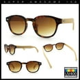 thumbnail image 2 of Hipster Mens Keyhole Round Horn Rim Bamboo Wood Arm Retro Sunglasses Tortoise - Brown, 2 of 8