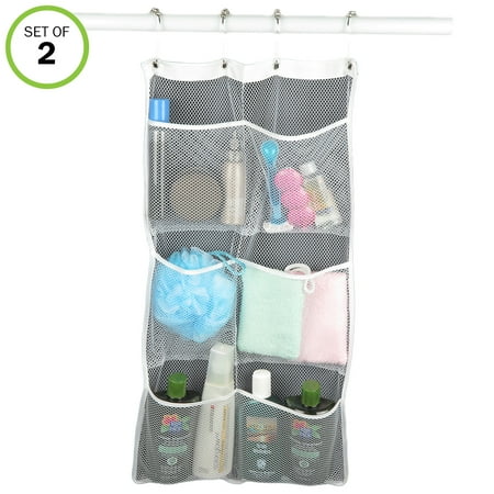 White Wood Caddy - Evelots Shower Caddy-Orgazizer-Mesh-6 Pockets-Shampoo-Soap-Razor-Quick Dry 1 OR 2