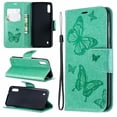 thumbnail image 4 of Allytech Galaxy A10 Case, Slim Fit PU Leather Folio Butterfly Embossed Shockproof Wrist Hand Strap Flip Cards Holder Wallet Case TPU Back Cover for Samsung Galaxy A10, Green, 4 of 8