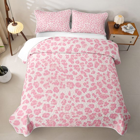 Erosebridal Leopard Animal Print Twin Quilt Set for Girls, Modern Fashion Style Twin Coverlet Set, 2-Piece