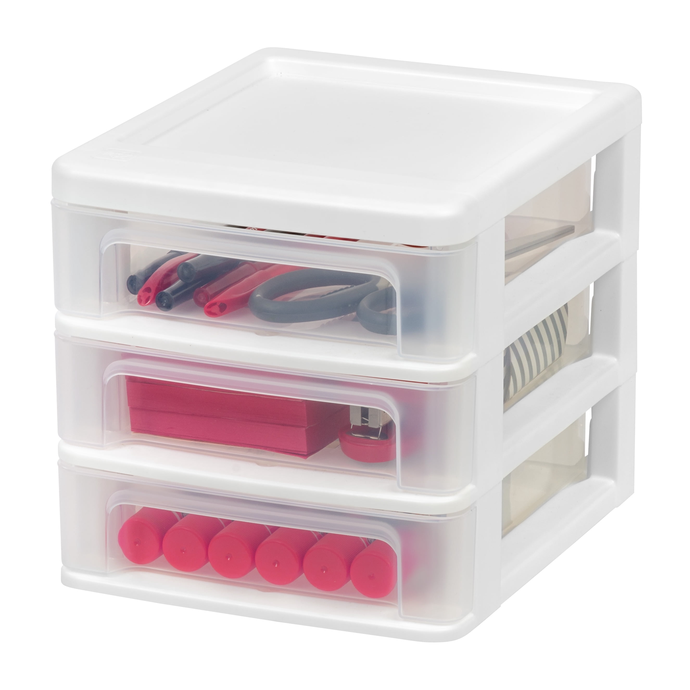 IRIS Small 3-Drawer Desktop Organizer, Stackable, for Office, School, Stationary, Makeup Organizer, Bathroom, Utility