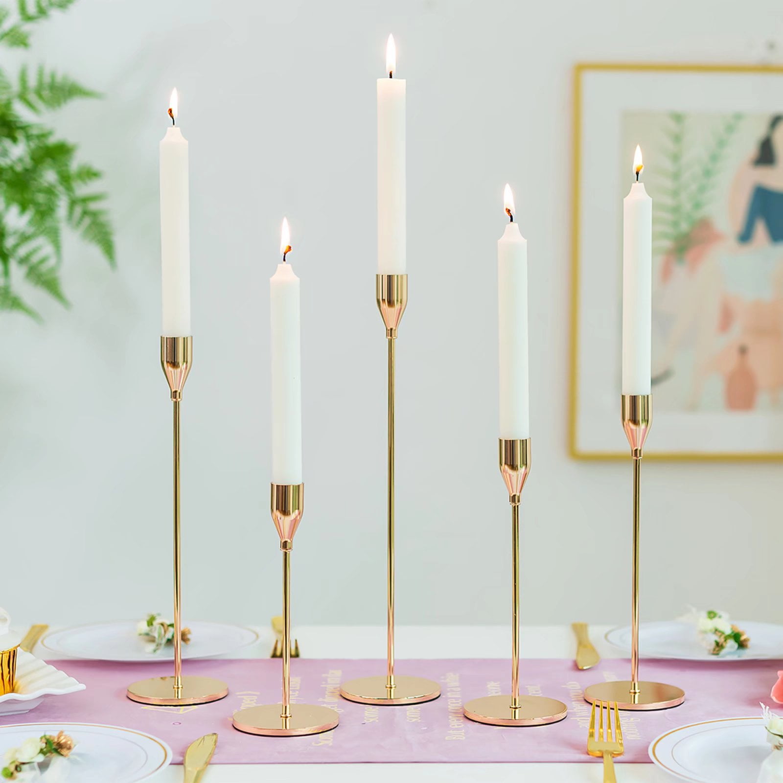 Buy Sziqiqi Gold Taper Candle Holders Candlestick Holder for Wedding