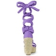 thumbnail image 2 of BLISSFUL STEP Women's Shoes Faux Suede Platform Wedge Heel Lace Up Open Toe Sandals  Purple 7, 2 of 7