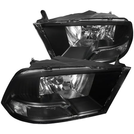 Spec-D Tuning For 2009-2019 Dodge Ram 1500 2500 3500 Crystal Headlight Clear Head Lamps Black 2009 2010 2011 2012 2013 2014 2015 2016 2017 2018 2019 (Best Headlights For 2019 Dodge Ram)